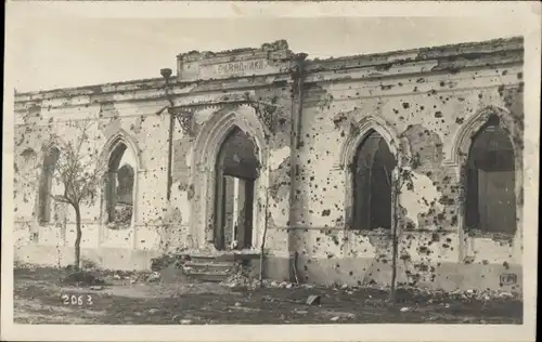 Ak Świdniki Polen, von den Russen zerstörtes Postgebäude, 1. WK
