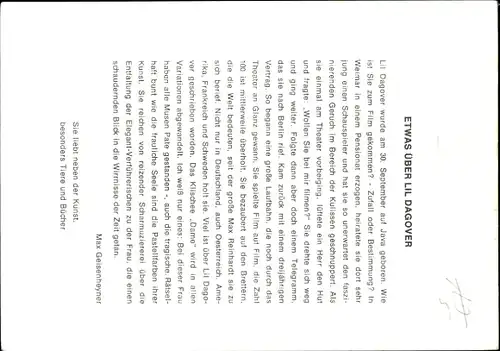 Ak Schauspielerin Lil Dagover, Portrait, Autogramm