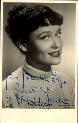 Ak Schauspielerin Ingrid Pan, Portrait, Autogramm