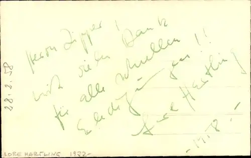 Ak Schauspielerin Lore Hartling, Portrait, Autogramm, Pelz