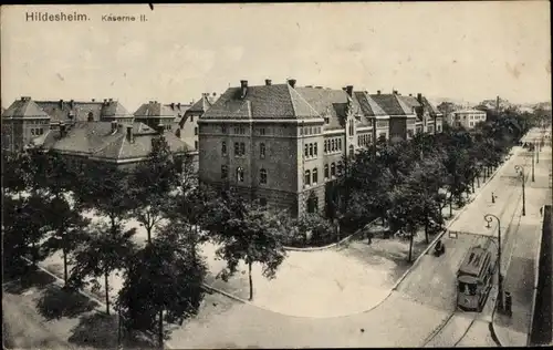 Ak Hildesheim Niedersachsen, Kaserne II, Straßenbahn