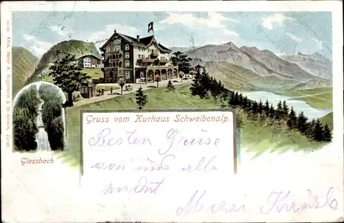 Litho Kanton Bern, Giessbach, Kurhaus Schweibenalp