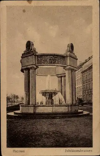 Ak Chojnów Haynau Schlesien, Jubiläumsbrunnen