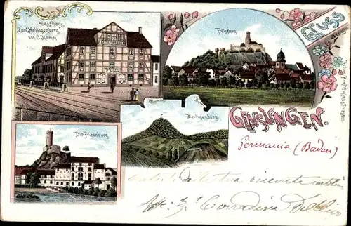 Litho Gensungen Felsberg Hessen, Gasthaus zum Heiligenberg, Altenburg