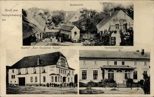 Ak Heinrichsberg an der Elbe, Gasthof Zum Deutschen Kaiser, Herrschaftshaus, Dorfansicht