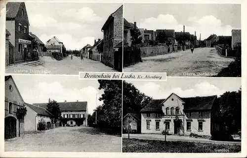 Ak Breitenhain Lucka im Altenburger Land, Untere Dorfstraße, Obere Dorfstraße, Gasthof