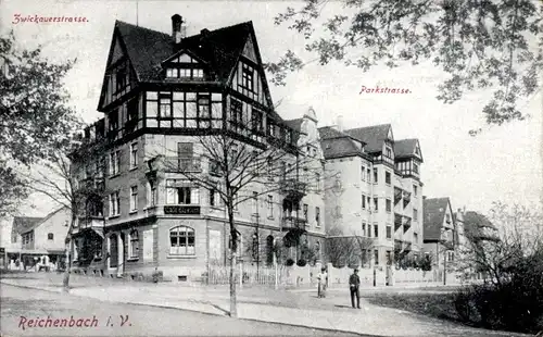 Ak Reichenbach im Vogtland, Kaffee Elysium, Parkstrasse, Zwickauerstrasse