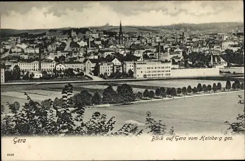 Ak Gera in Thüringen, Gesamtansicht vom Hainberg aus