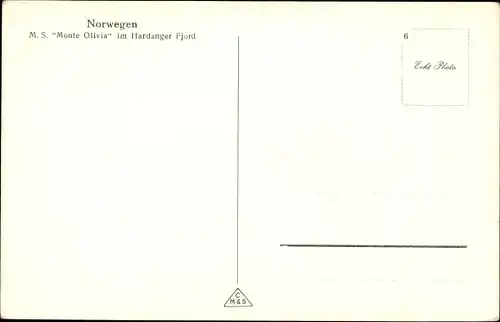 Ak Norwegen, Passagierschiff MS Monte Olivia, HSDG, Hardangerfjord