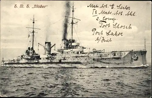 Ak Deutsches Kriegsschiff, SMS Blücher, Großer Kreuzer