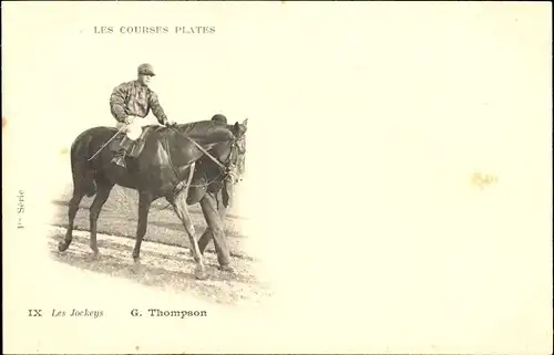 Ak Jockey G. Thompson auf einem Rennpferd