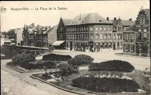 Ak Nieuport Nieuwpoort Westflandern, Place de la Station