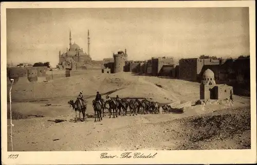 Ak Cairo Kairo Ägypten, Zitadelle, Karavane, Kamele