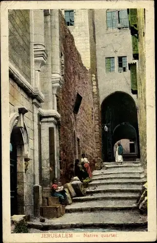 Ak Jerusalem Israel, Gasse, Treppe