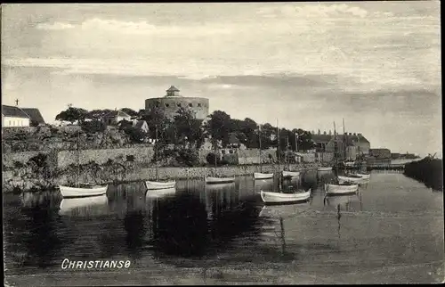 Ak Christiansø Dänemark, Wasserpartie, Ruderboote