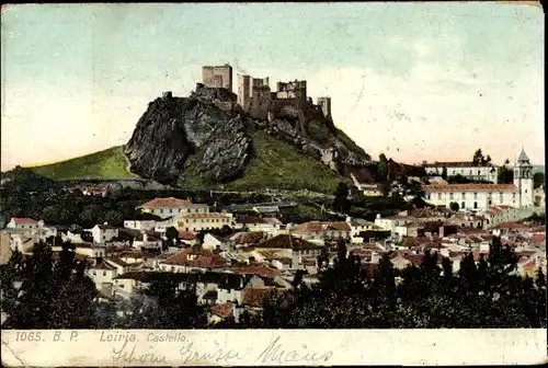 Ak Leiria Portugal, Panorama, Schloss