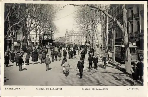 Ak Barcelona Katalonien Spanien, Rambla de Canaletas