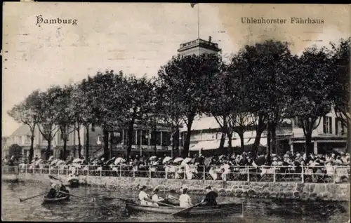 Ak Hamburg Nord Uhlenhorst, Uhlenhorster Fährhaus, Terrasse, Besucher