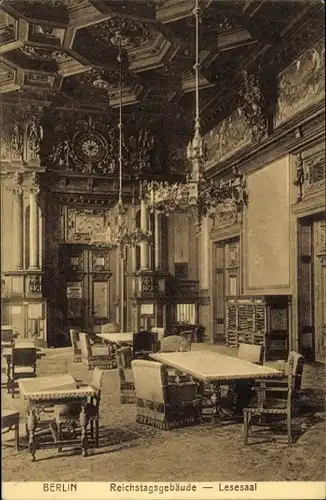 Ak Berlin Mitte, Reichstagsgebäude, Lesesaal, Innenansicht
