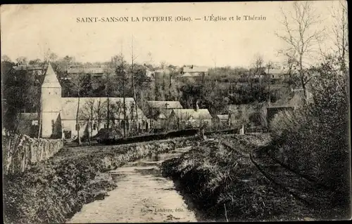 Ak Saint Germain la Poterie Oise, Kirche und Thérain