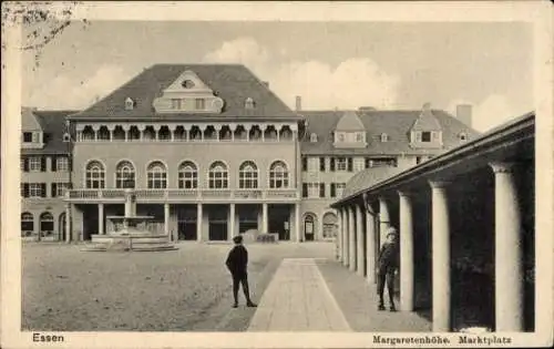 Ak Essen im Ruhrgebiet, Margaretenhöhe, Marktplatz, Brunnen