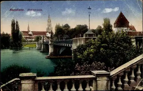 Ak Konstanz am Bodensee, Rheinbrücke