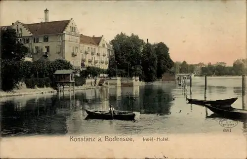 Ak Konstanz am Bodensee, Insel-Hotel, Ruderboot