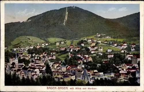 Ak Baden Baden am Schwarzwald, Panorama, Merkur