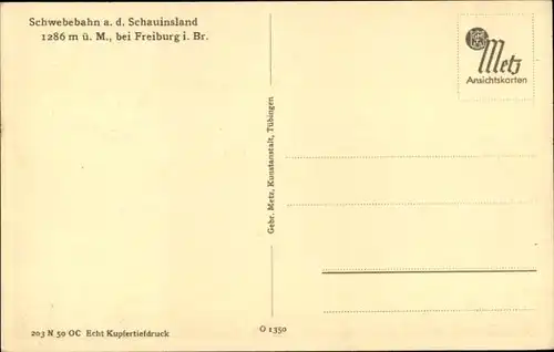 Ak Freiburg im Breisgau, Schauinsland, Schwebebahn