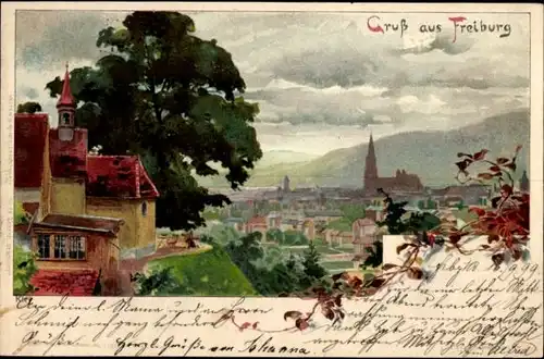 Künstler Ak Kley, Heinrich, Freiburg im Breisgau, Panorama