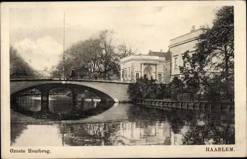 Ak Haarlem Nordholland Niederlande, Groote Houtbrug