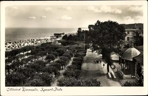 Ak Ostseebad Zinnowitz auf Usedom, Konzert-Platz, Promenade, Strand