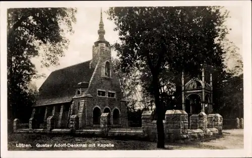 Ak Lützen im Burgenlandkreis, Gustav Adolf Denkmal mit Kapelle