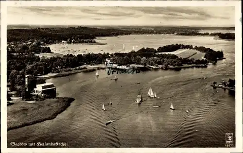 Ak Sacrow Potsdam, Heilandskirche, Panorama, Gaststätte Zum Dr. Faust
