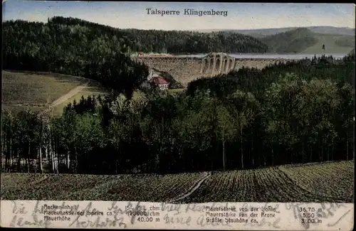 Ak Klingenberg im Erzgebirge Sachsen, Talsperre Klingenber