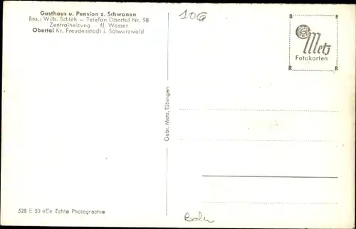 Ak Obertal Baiersbronn im Schwarzwald, Gasthaus und Pension z. Schwanen