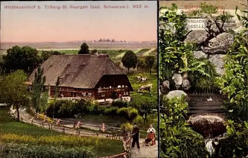 Ak Triberg im Schwarzwald, Bad Georgen, Hirzbauernhof, Brigach-Quelle