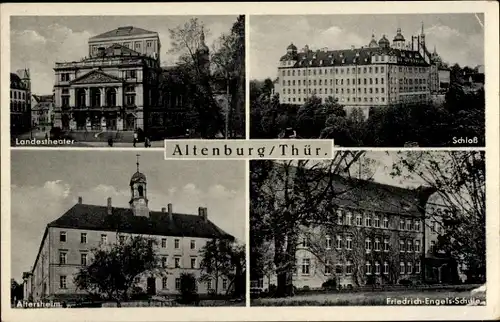 Ak Altenburg in Thüringen, Schloss, Altersheim, Landestheater, Friedrich-Engels-Schule