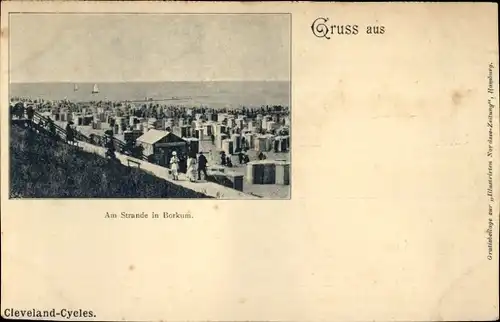 Ak Nordseebad Borkum in Ostfriesland, Strand, Strandkörbe, Panorama