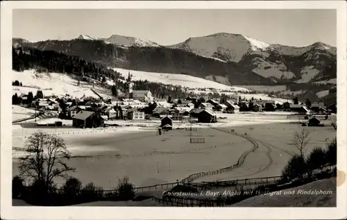 Ak Oberstaufen im Allgäu, Ortsansicht, Hochgrat, Rindalphorn, Winter