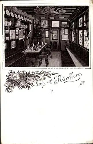Ak Nürnberg in Mittelfranken, Bratwurstglöcklein, Inneres