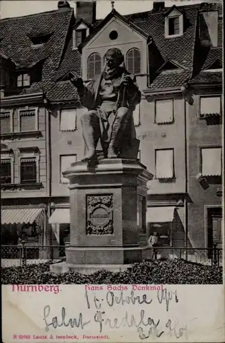 Ak Nürnberg in Mittelfranken, Hans-Sachs-Denkmal