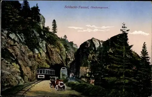 Ak Hochvogesen, Schluchttunnel, Bergbahn