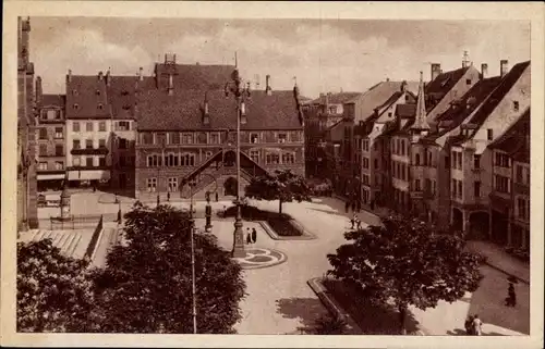 Ak Mulhouse Mülhausen Elsass Haut Rhin, Rathausplatz