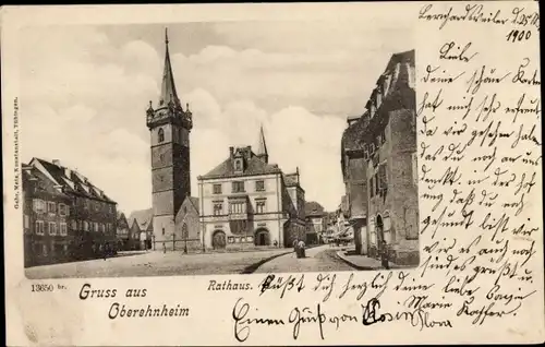 Ak Obernai Oberehnheim Elsass Bas Rhin, Rathaus, Marktplatz