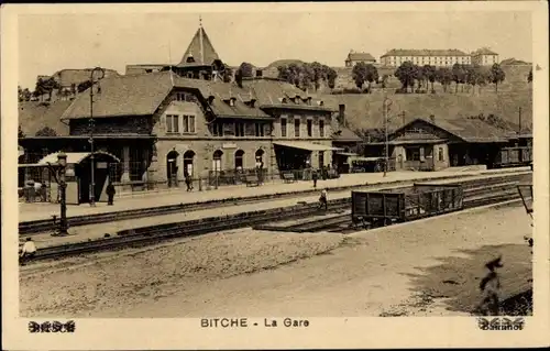 Ak Bitche Bitsch Lothringen Moselle, Bahnhof