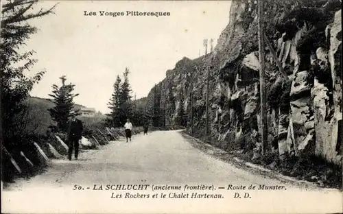 Ak Col de la Schlucht Vosges, Route de Munster, Les Rochers, Chalet Hartenau