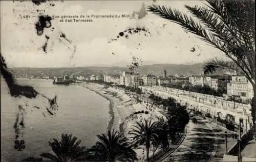 Ak Nice Nizza Alpes Maritimes, Gesamtansicht, Promenade