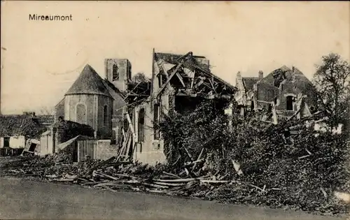 Ak Miraumont Somme, Zerstörtes Haus
