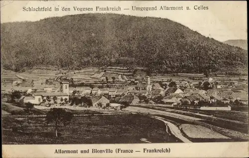 Ak Allarmont Bionville Meurthe et Moselle, Gesamtansicht, Schlachtfeld